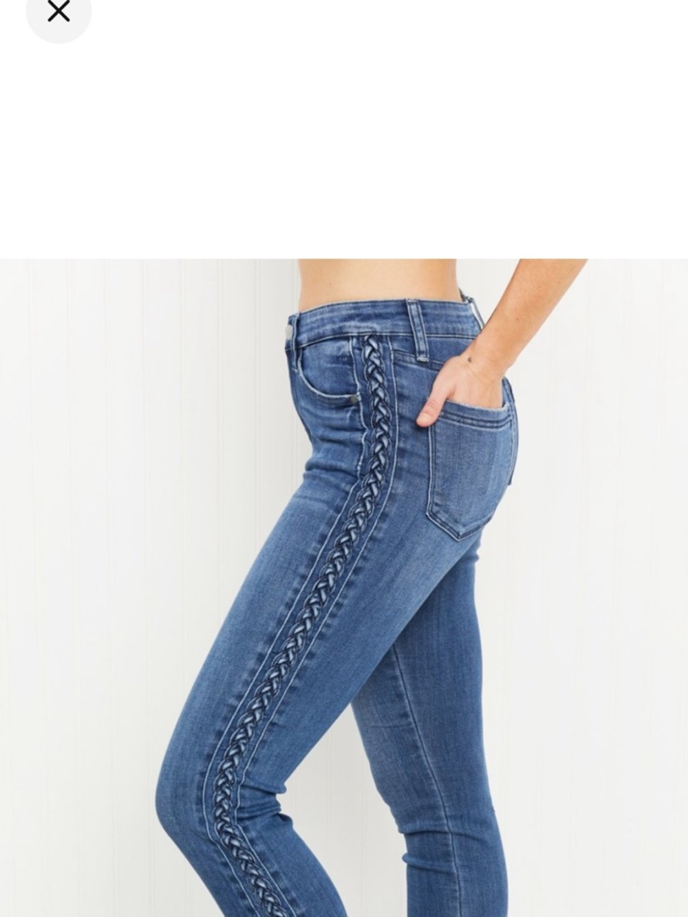Judy Blue Relaxed Fit Braided Side Detail Jeans 25